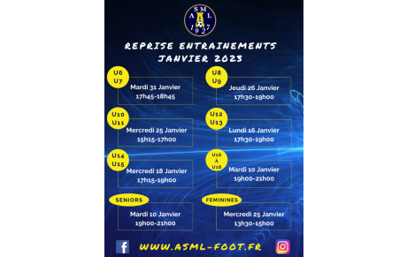 REPRISE DES ENTRAINEMENTS 2023